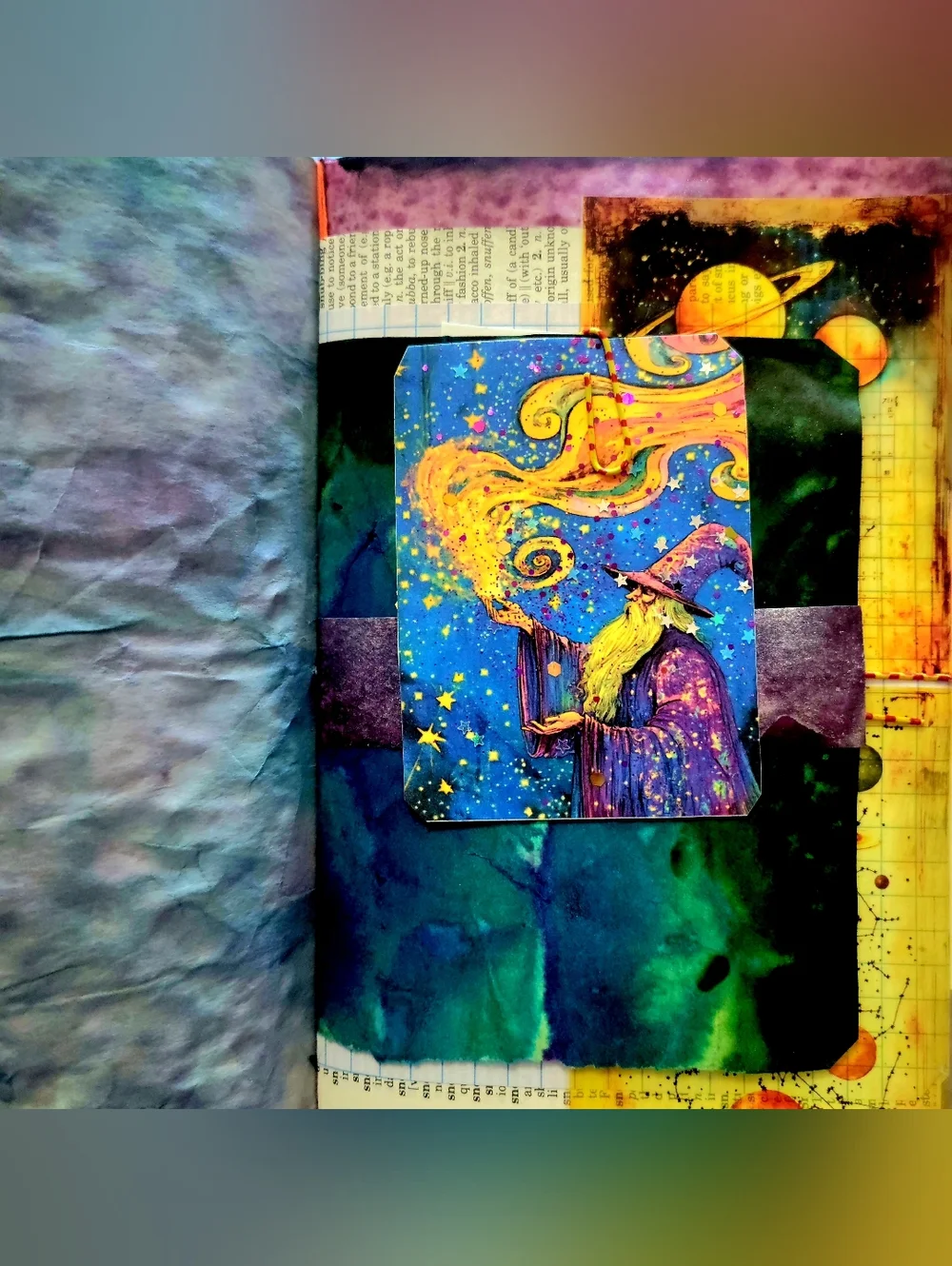Wizard Celestial Handmade Junk/Creative Journal Fluffy Magick Textured Book